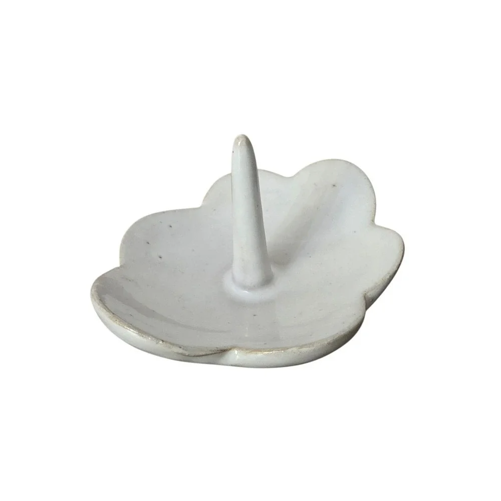 JD Wolfe‎ Pottery Flower Ring Jewelry Holder Trinket Dish Stoneware Handcrafted